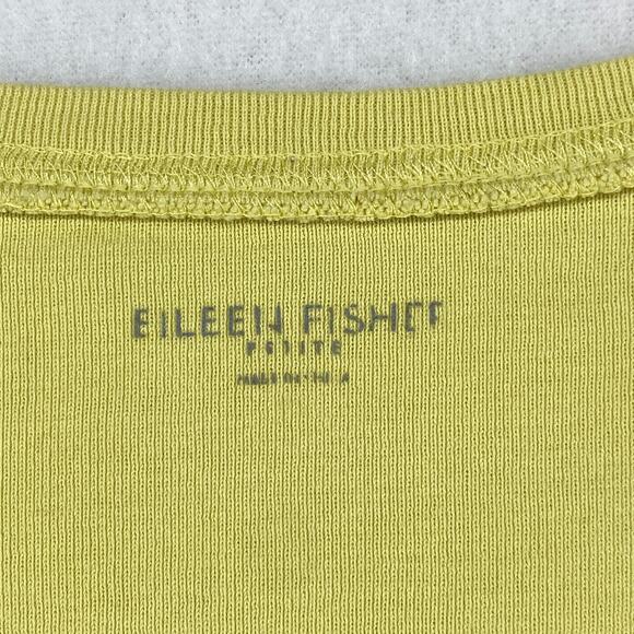 EILEEN FISHER Top PM Organic Cotton Ribbed Jersey Scoop Neck Short Sleeve Yellow - Picture 5 of 11